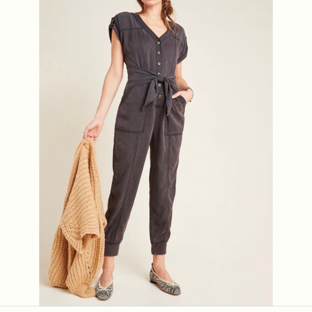Anthro Huxley utility jogger jumpsuit in grey, 2